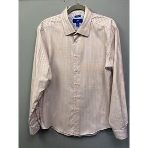 Egara Dress‎ Shirt Mens size Large Orange Purple Plaid Button Up Non Iron